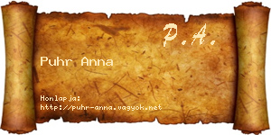 Puhr Anna névjegykártya